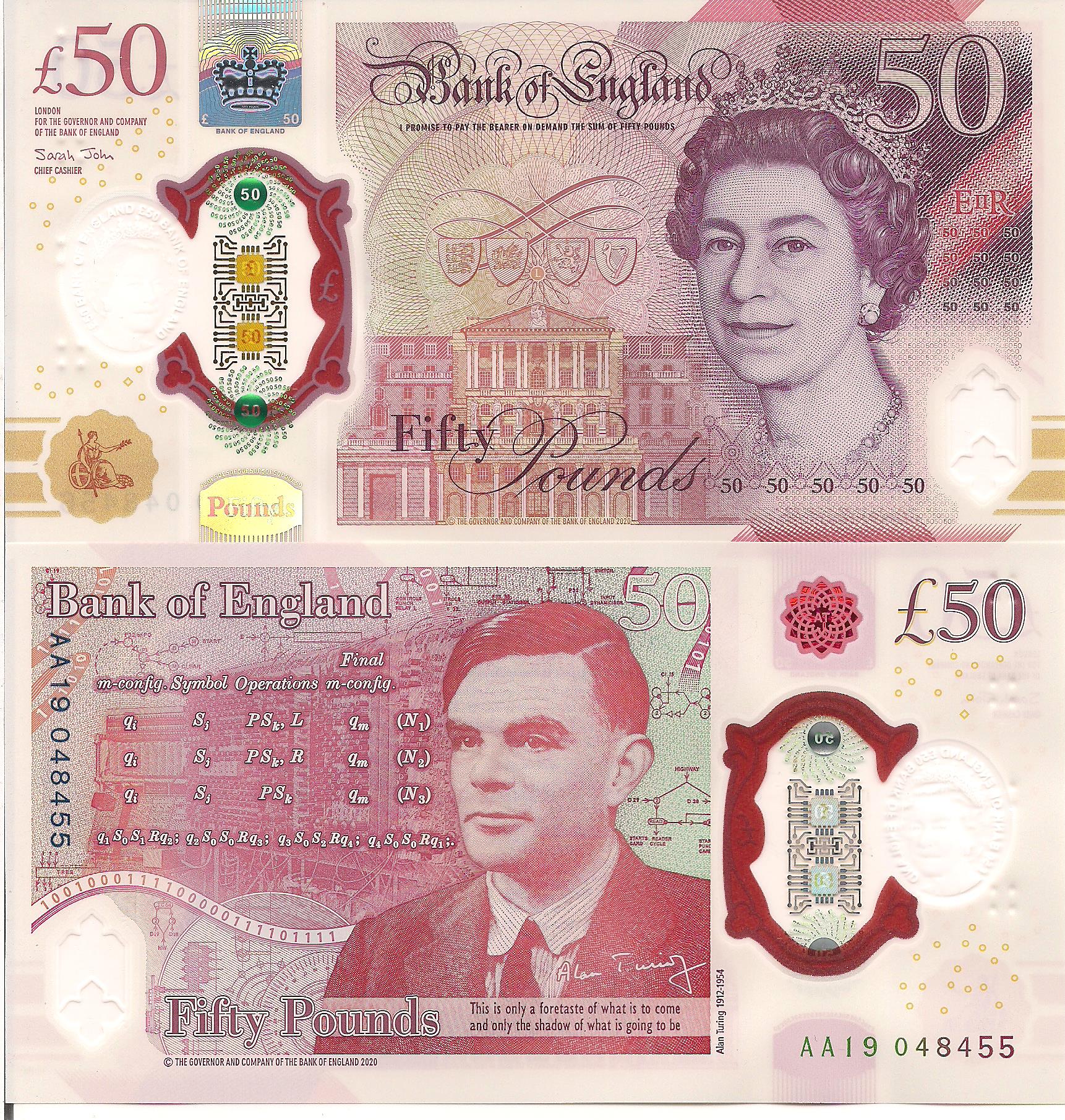 England 50 Pounds UNC pick #: New